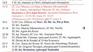 Calendar ortodox ianuarie 2025