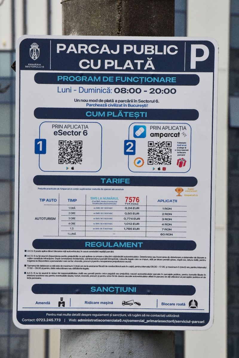 Parcare cu plata în Sectorul 6 din București
