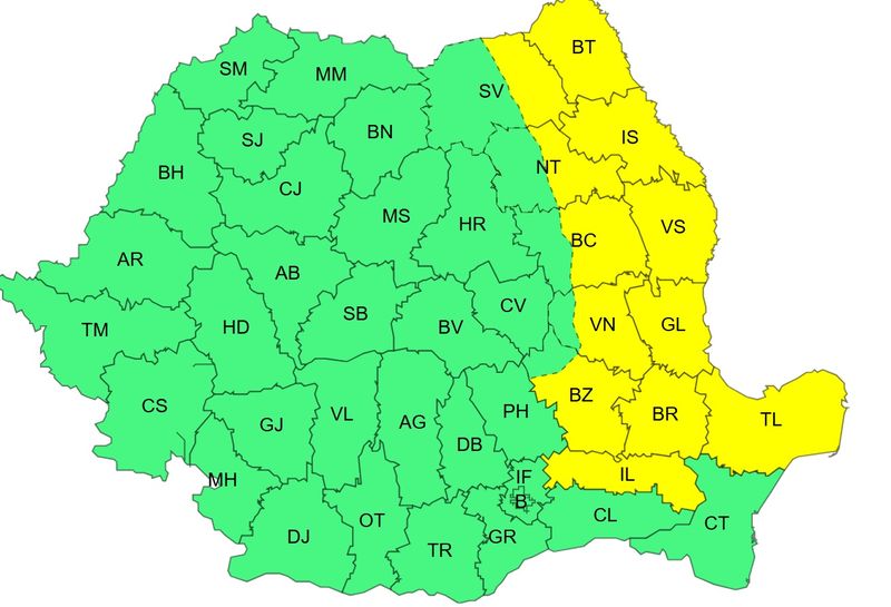 ninsoare, cod galben viscol, aer polar 
