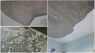 VIDEO O mamă și copilul ei au fost la un pas de o tragedie după ce tavanul salonului s-a prăbușit peste ei, la Spitalul Județean din Vrancea