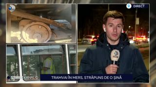 VIDEO Tramvai &icirc;n mers, străpuns de o șină, &icirc;n București