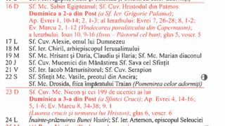 Calendar ortodox martie 2025