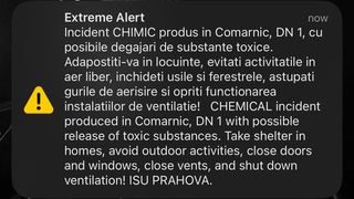 cisterna, DN 1, mesaj ro alert 