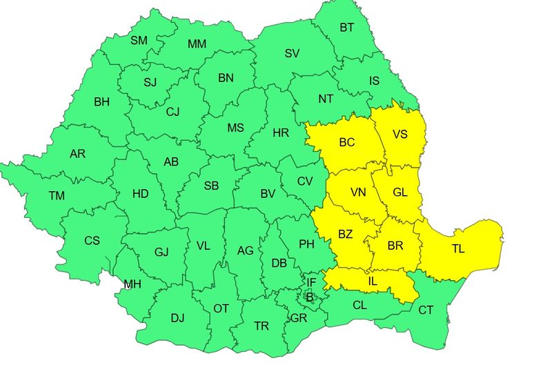 vijelii, cod galben, vreme rea