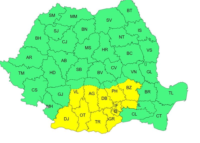 vijelii, cod galben, vreme rea