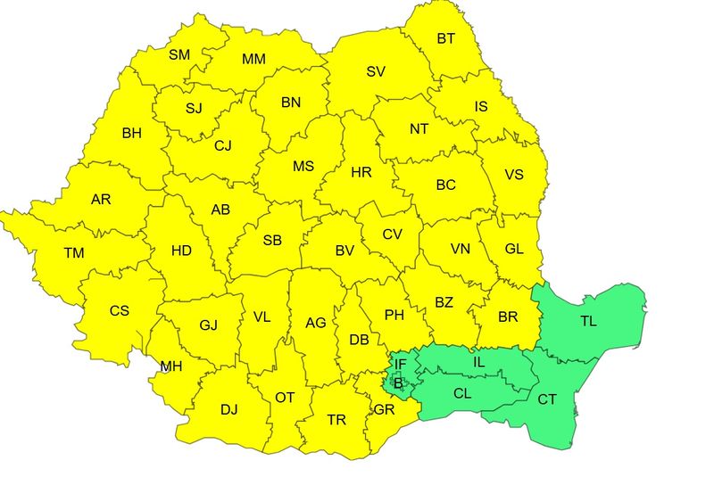 cod galben vant, frig, ninsori, anunt ANM 