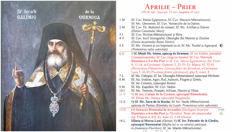 Sfântul Calinic de la Cernica este sărbătorit azi, 11 aprilie 2025