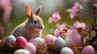 Iepuraș și ouă colorate de Paște