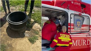 VIDEO Băiețel de doi ani, căzut într-un canal în timp ce se juca cu alți copii. Elicopterul SMURD, chemat de urgență