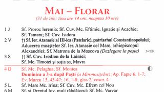 Calendar ortodox mai 2025