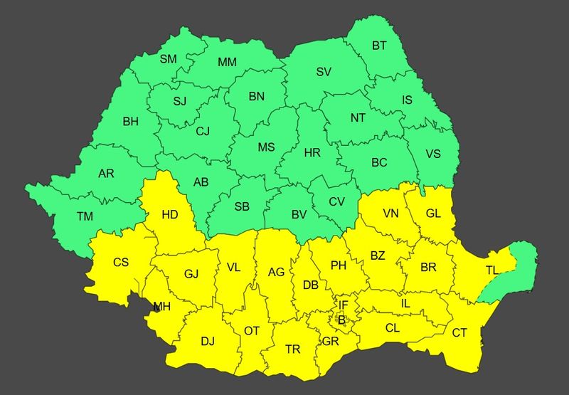 Cod Galben în jumătate din țară