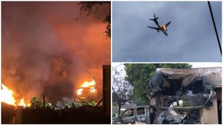 VIDEO Avion prăbușit peste mai multe case. Se caută supraviețuitori &icirc;n infernul de flăcări