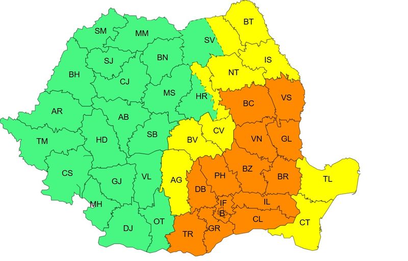 avertizare meteo, cod galben, cod portocaliu 