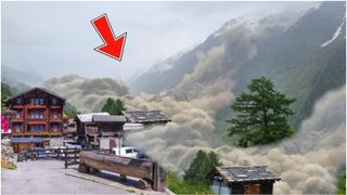 VIDEO Momentul șocant în care un sat întreg este îngropat sub o avalanșă de pietre și noroi. Se anunță prăbușirea altor ghețari