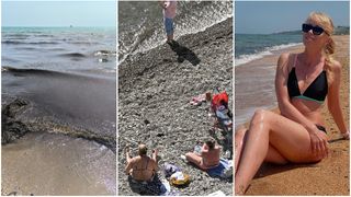 VIDEO Turiștii ruși se îngrămădesc pe o plajă toxică de la Marea Neagră