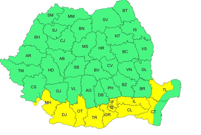 cod galben furtuna, cod portocaliu canicula 