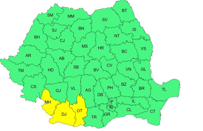 cod galben vant puternic, cod galben canicula, ANM