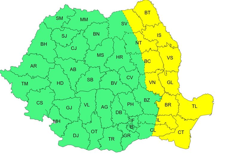 cod galben vant puternic, cod galben canicula, ANM