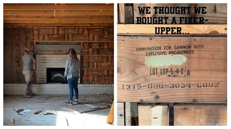 Pereții fuseseră construiți din lăzi de muniție