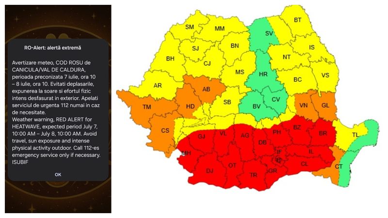 cod rosu canicula, anm, temperaturi ridicate , ro-alert 
