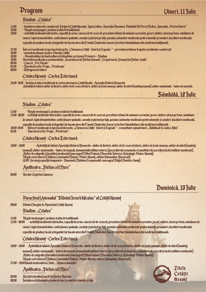 Program Zilele Cetății Neamț 2025