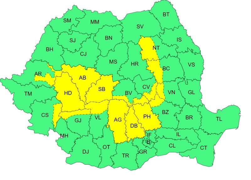 avertizare ANM, cod galben furtuni, grindina 