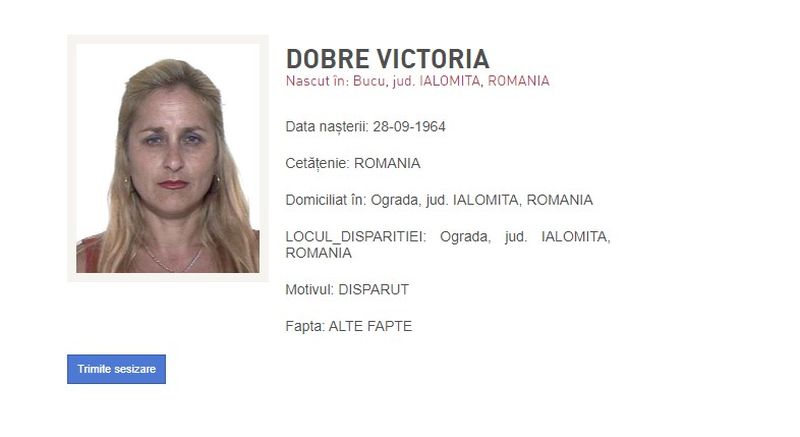 Femeia ucisă figura ca persoană dispărută