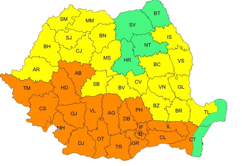 cod rosu canicula, furtuni, ANM 