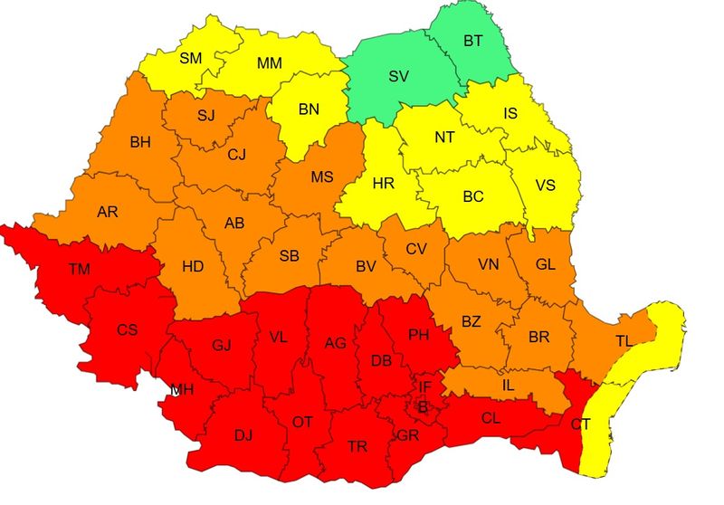 cod rosu canicula, furtuni, ANM 