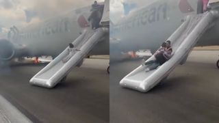 VIDEO Avion &icirc;n flăcări! Panică totală pentru aproape 200 de pasageri, care au fost evacuați de urgență