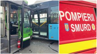 VIDEO Un autobuz și un tramvai s-au ciocnit, în București. Mai multe persoane au ajuns la spital