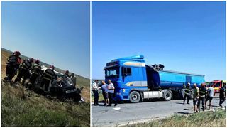 VIDEO Familie distrusă în Iași de un grav accident. Un bărbat a murit, o femeie și două fetițe, în stare gravă după ce o mașină și un TIR s-au ciocnit. Autoturismul a fost cuprins de flăcări în urma coliziunii