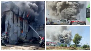 Incendiu puternic la depozitul unei cunoscute firme de curierat din Iași, aproape de o benzinărie. Pericol de explozie. A fost emis RO-Alert