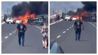 VIDEO Accident îngrozitor în Grecia: 3 persoane au murit carbonizate după ce un TIR a intrat într-o coloană de mașini pe autostradă. Nu se știe dacă printre victime se află și români