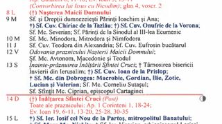 Calendar ortodox septembrie 2025