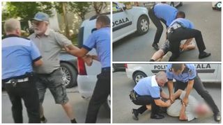 VIDEO Un pensionar a fost trântit la pământ și încătușat de doi polițiști locali: „A fost rănit”