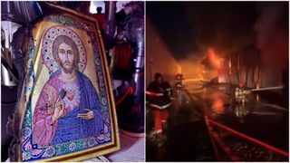 Icoana care a supraviețuit infernului din Dragonul Roșu. Flăcările nu s-au atins de chipul lui Iisus Hristos