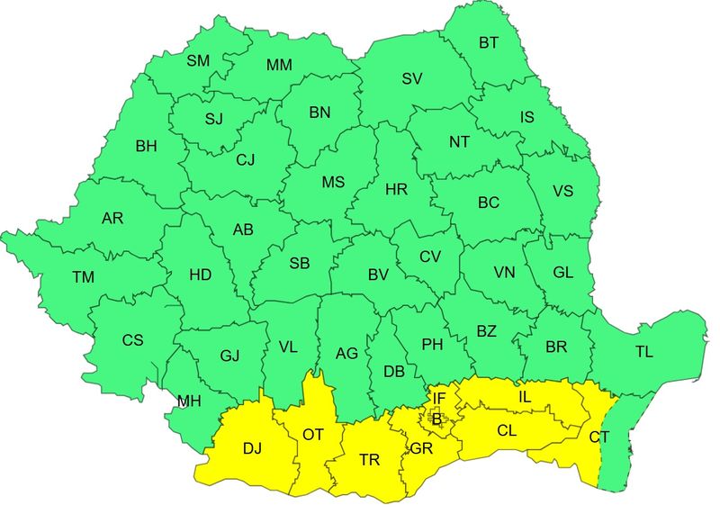 atentionare anm, cod galben furtuni, canicula 