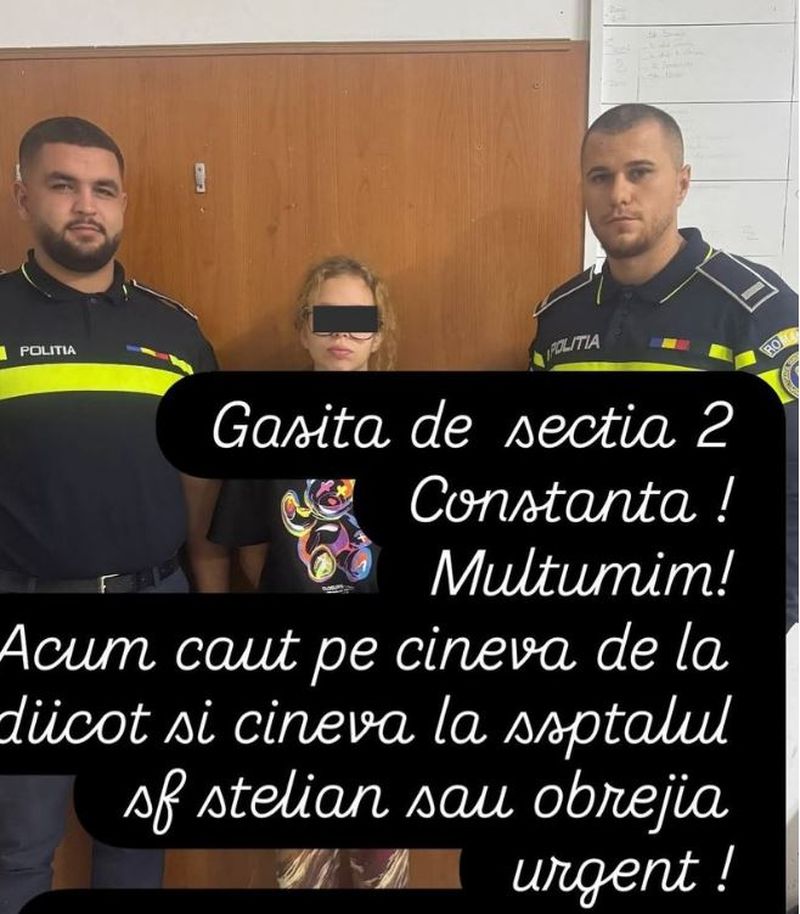 Edith, adolescenta de 14 ani, a fost găsită în Constanța