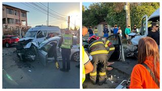 VIDEO Accident grav la ieșirea din Mangalia! Un microbuz plin cu pasageri a intrat &icirc;n coliziune cu un autoturism. A fost activat Planul Roșu de Intervenție
