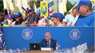 VIDEO Mii de oameni protestează în fața Guvernului și amenință cu greva generală