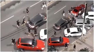 VIDEO Momentul în care mai multe persoane se iau la bătaie în trafic, pe un bulevard din Ploieşti. Scandalagii s-au făcut nevăzuți înainte să ajungă polițiștii