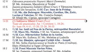 Calendar ortodox septembrie 2025