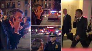 VIDEO Imagini surprinzătoare cu Emmanuel Macron mergând pe jos prin New York, după ce coloana sa a fost blocată de cea a lui Donald Trump