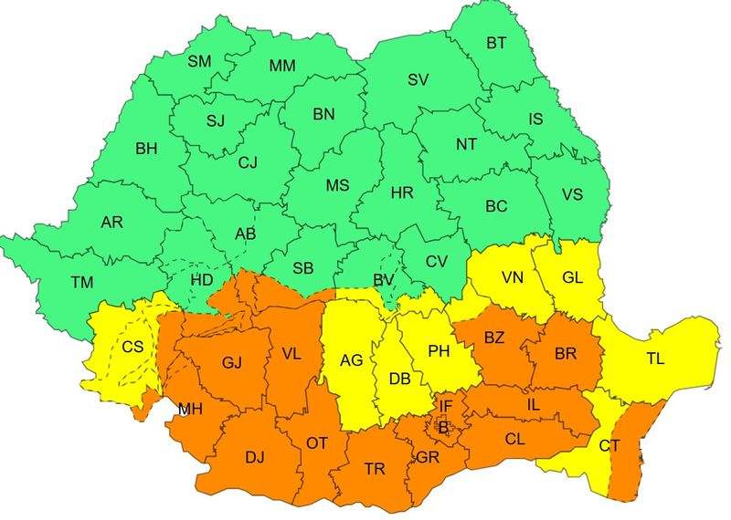 ploi, vijelii, cod portocaliu 