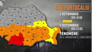 VIDEO Coduri de vreme rea! Precipitații abundente &icirc;n partea de sud a Rom&acirc;niei