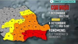 VIDEO Cod roșu de ploi torențiale! Se așteaptă inundații masive &icirc;n sud-estul Rom&acirc;niei