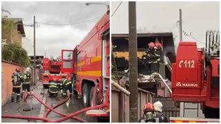 Incendiu puternic în București! Mai multe case au fost cuprinse de flăcări. O persoană a suferit un atac de panică