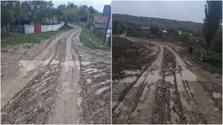 Elevii merg prin noroaie ca să ajungă la școală 