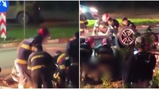 VIDEO Accident grav în Tecuci! Șoferul de 43 de ani, în stare gravă după ce mașina s-a răsturnat